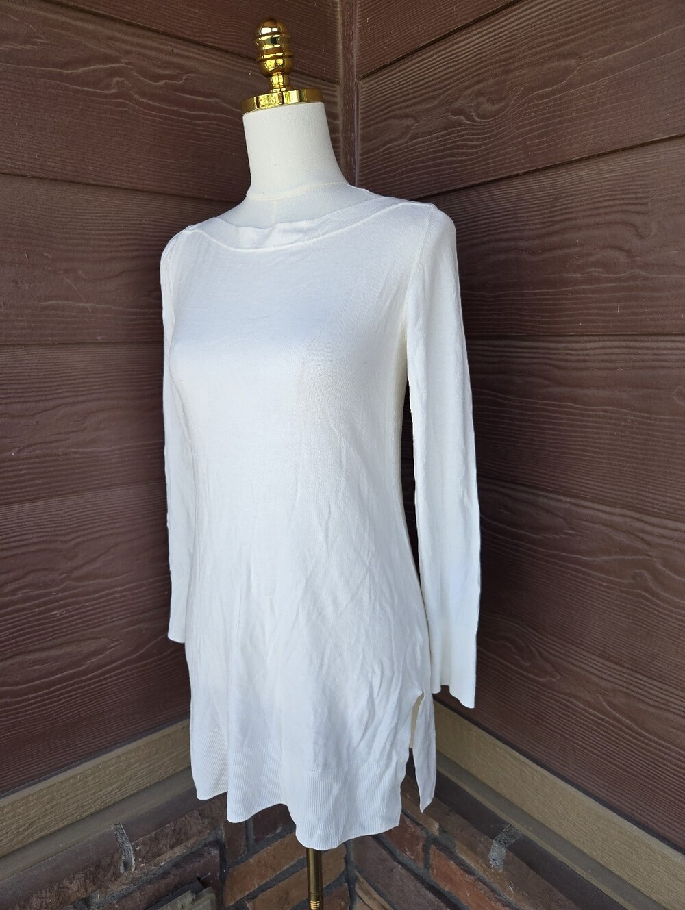 Lark & Ro Ivory White Long Sleeve Tunic Top Women’s Medium